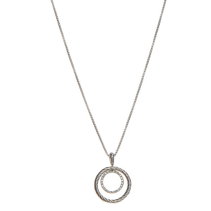 David Yurman Sterling Silver Diamond Mobile Circle Pendant Necklace 1 of 5