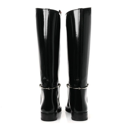 Gucci Brushed Calfskin Michelangelo Slim Horsebit Riding Boots 40 Black 6 of 11