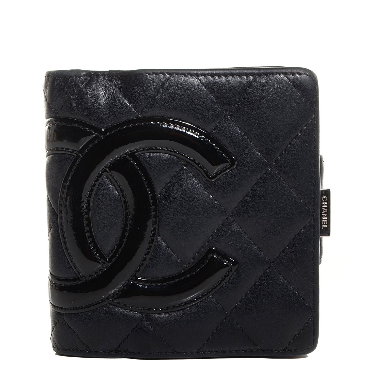 Calfskin Quilted Cambon Bi-Fold Wallet Black