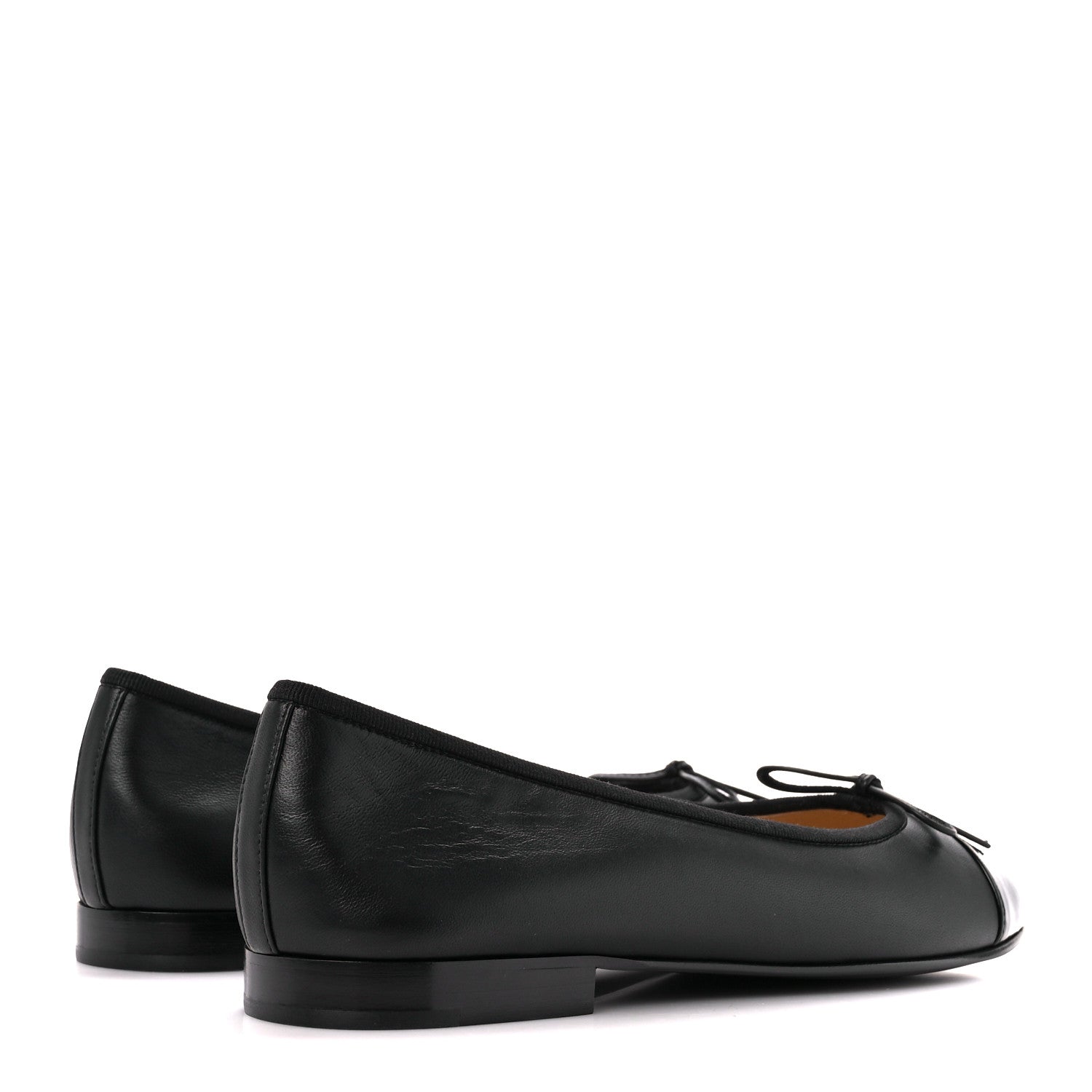 Chanel Lambskin Patent Cap Toe CC Ballerina Flats 38.5 Black 4 of 9