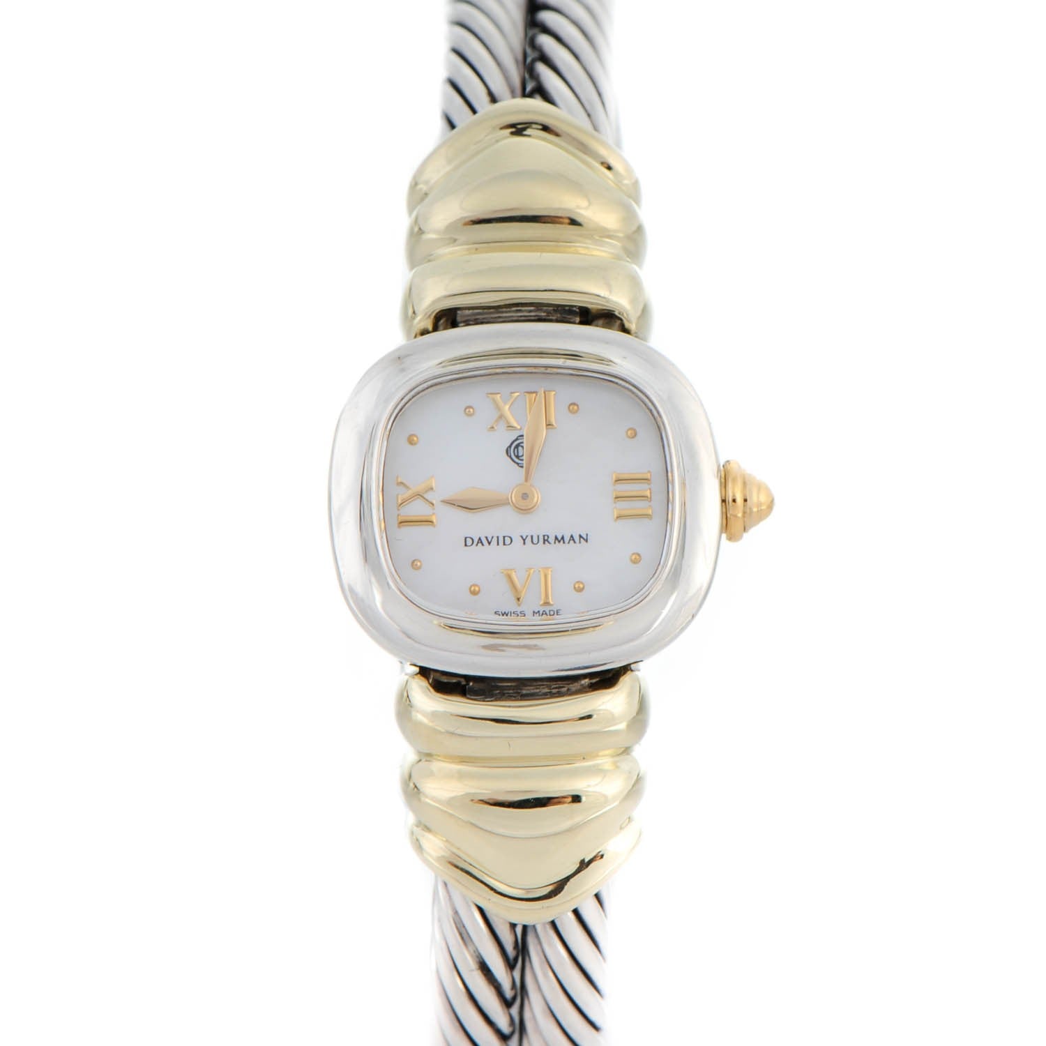 David Yurman Sterling Silver 14K Yellow Gold 21mm Classic Cable Quartz Watch 1 of 6