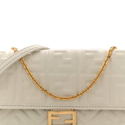Fendi Nappa Matisse FF Embossed Wallet On Chain Baguette White 8 of 14