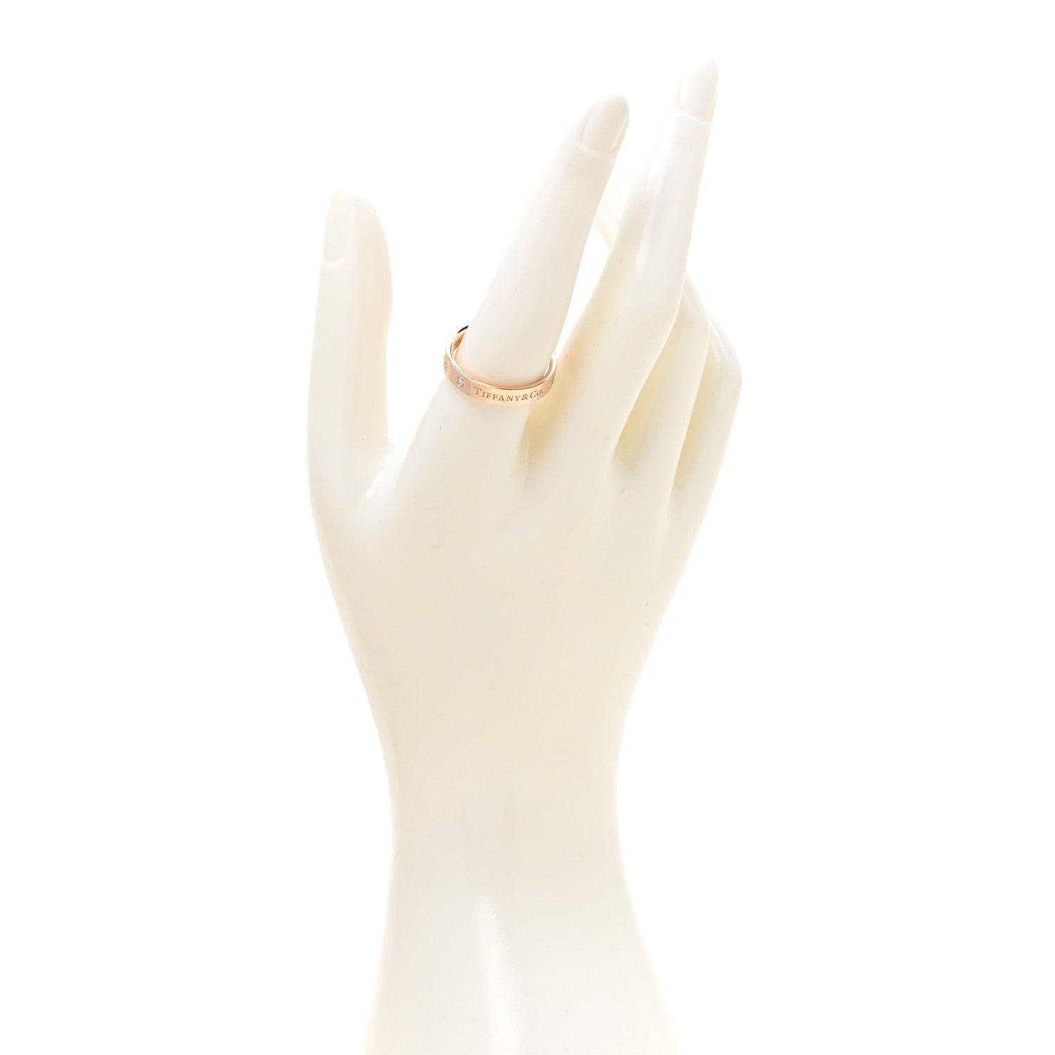 Tiffany 18K Rose Gold Diamond Logo Band Ring 59 8.75 4 of 10