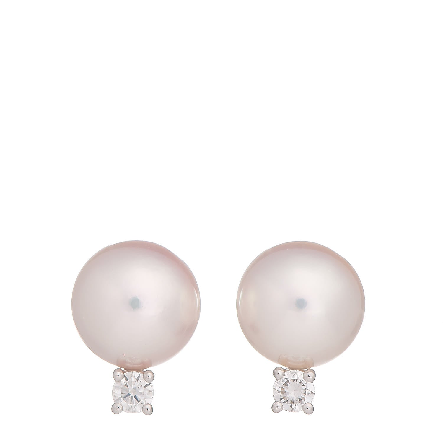 Mikimoto 18K White Gold Diamond Akoya Pearl 7mm Stud Earrings A+ 1 of 5