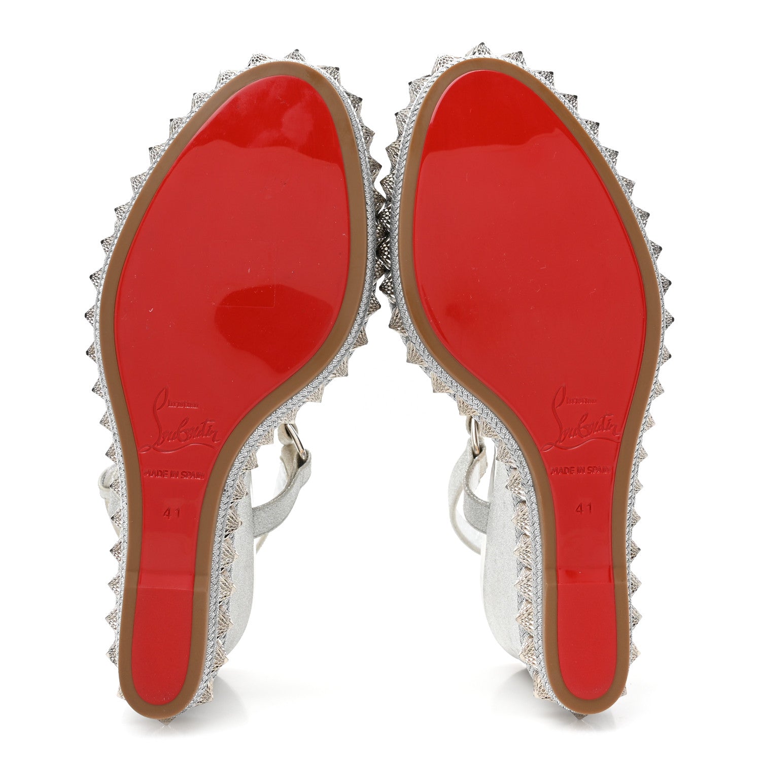 Christian Louboutin Glitter Nappa Mica Pyraclou 110 Wedge Sandals 41 Silver 5 of 13