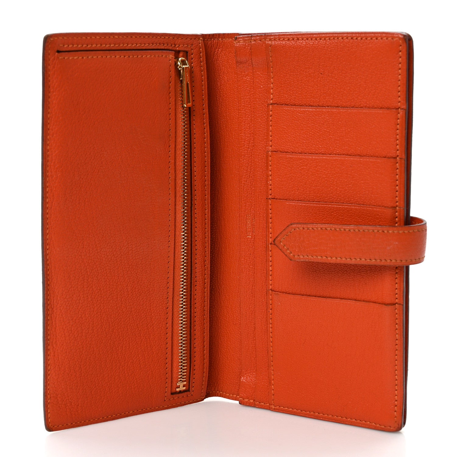 Hermes Chèvre Mysore Bearn Gusset Wallet Feu 5 of 12