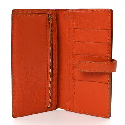 Hermes Chèvre Mysore Bearn Gusset Wallet Feu 5 of 12