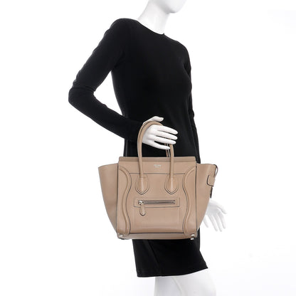 Celine Drummed Calfskin Micro Luggage Dune 2 of 10