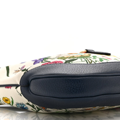 Gucci Canvas Flora Medium Jackie Hobo Blue Agata 10 of 11