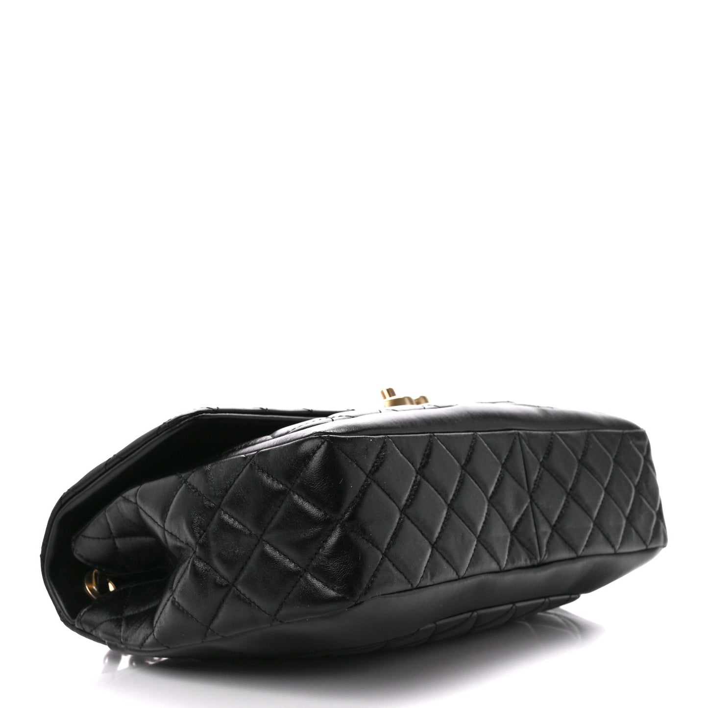 Shiny Lambskin Quilted Pocket Flap Black