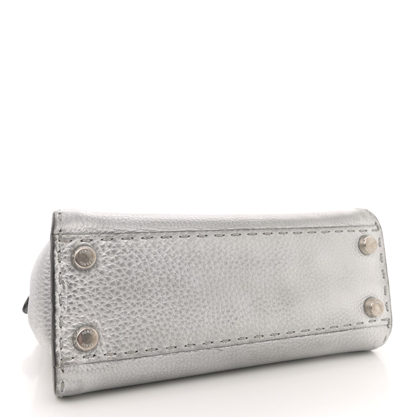 Cuoio Romano Lux Selleria Mini Peekaboo Iconic Satchel Argento