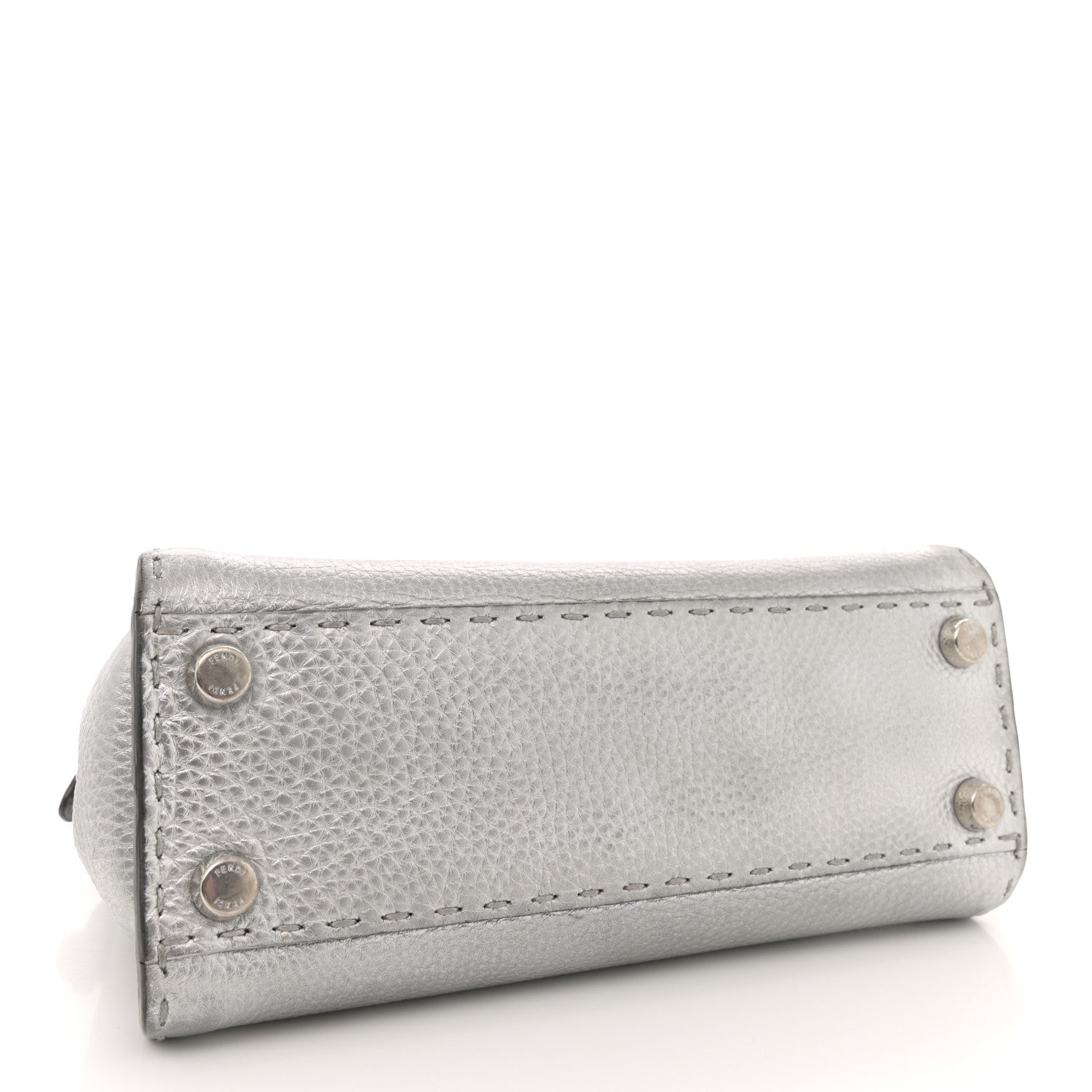 Fendi Cuoio Romano Lux Selleria Mini Peekaboo Iconic Satchel Argento 4 of 15