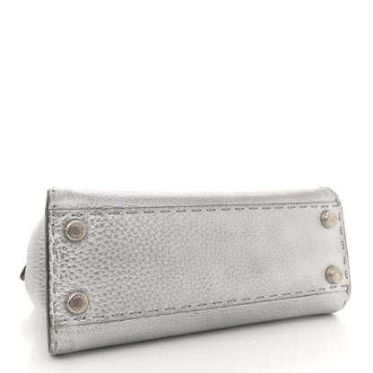 Fendi Cuoio Romano Lux Selleria Mini Peekaboo Iconic Satchel Argento 4 of 15