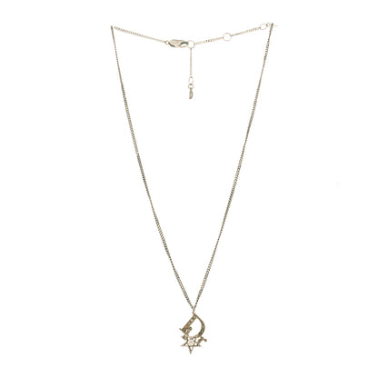 Christian Dior Crystal Logo Star Necklace Silver 3 of 4