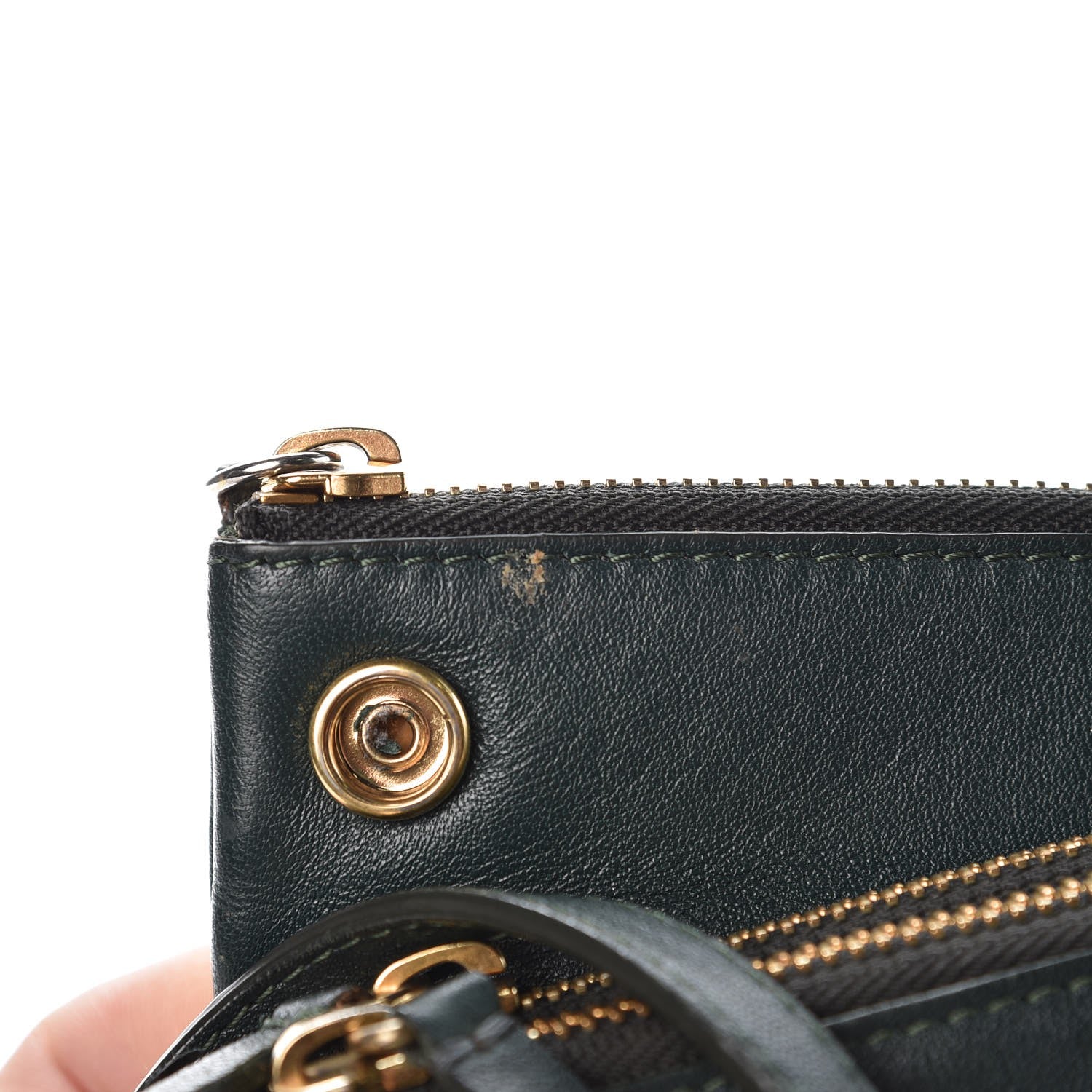 Celine Lambskin Small Trio Crossbody Bag Dark Green 30 of 42