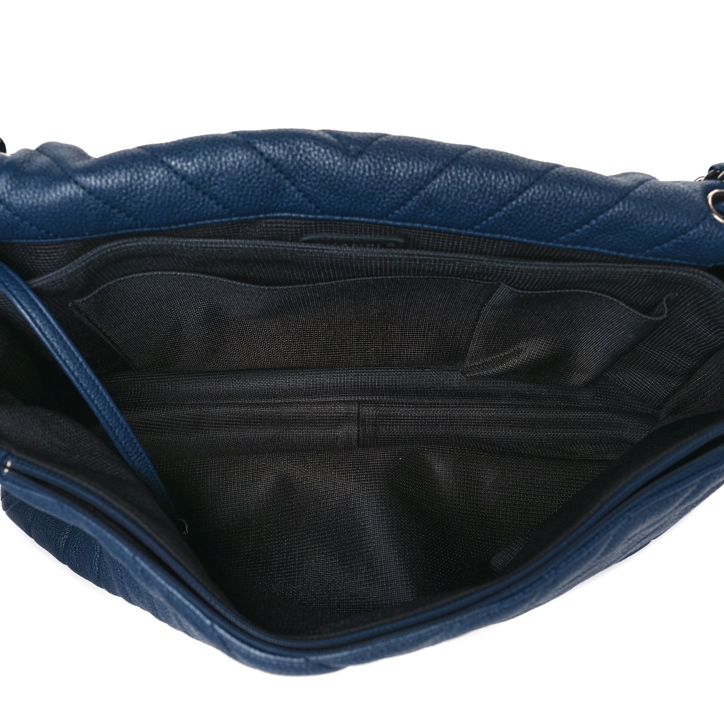 Calfskin Chevron Quilted XXL Travel Flap Bag Blue