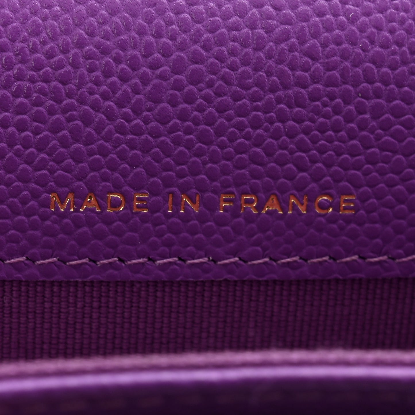 Caviar Quilted Flap Card Holder Wallet Purple