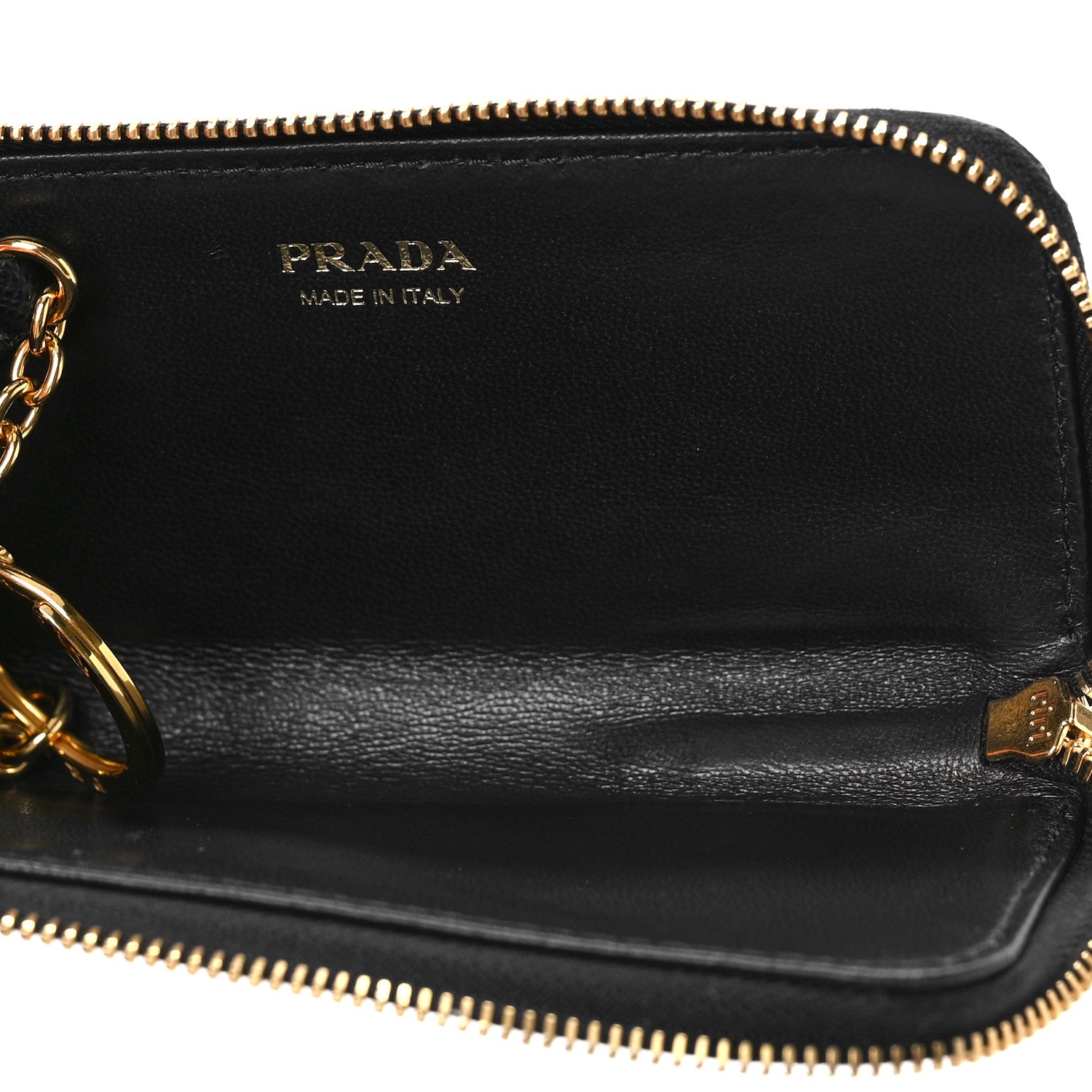 Prada Saffiano Metal Zip Around Key Holder Black 5 of 8