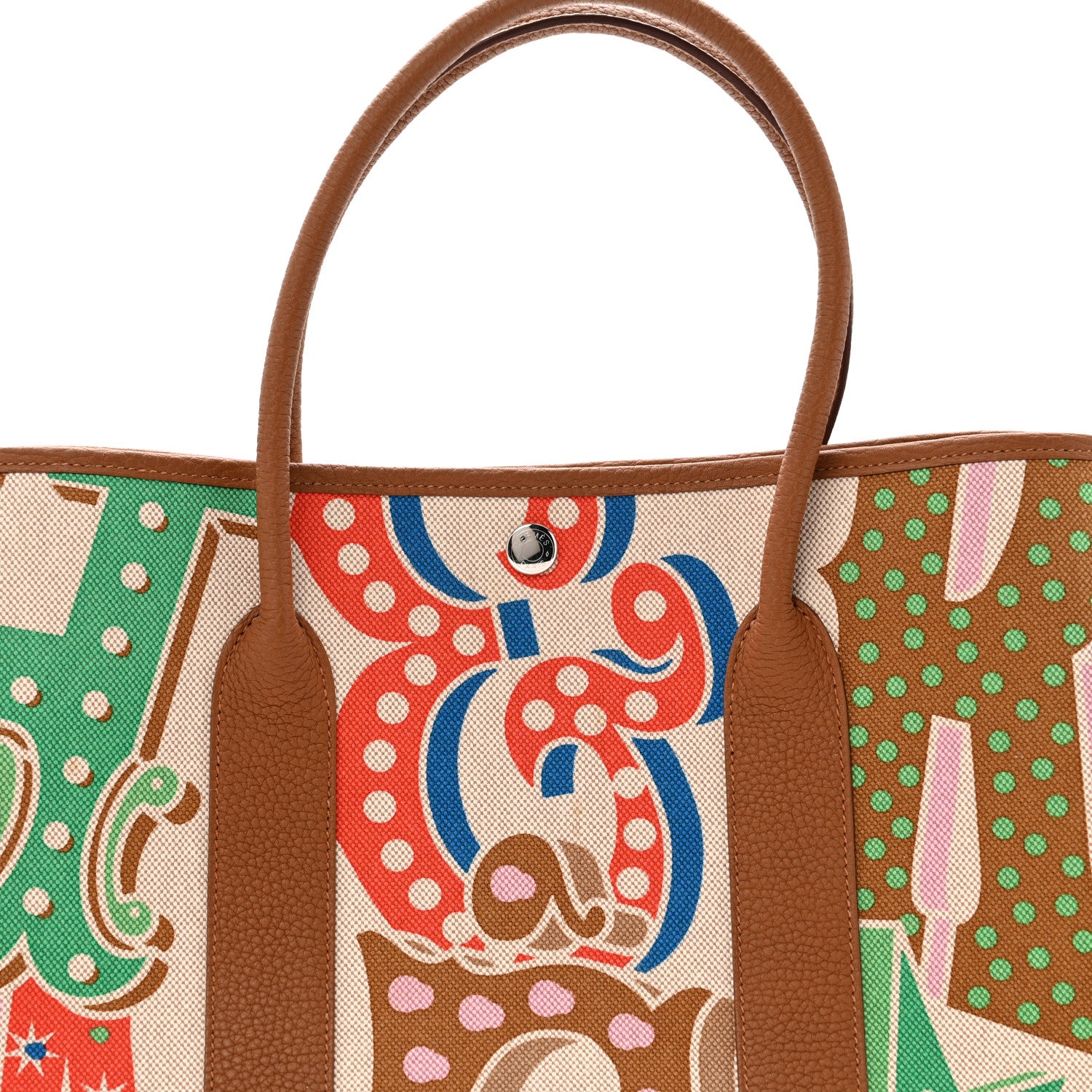 Hermes Toile Negonda H Plume Garden Party 36 MM Tote Capucine Ecru Gold 7 of 12