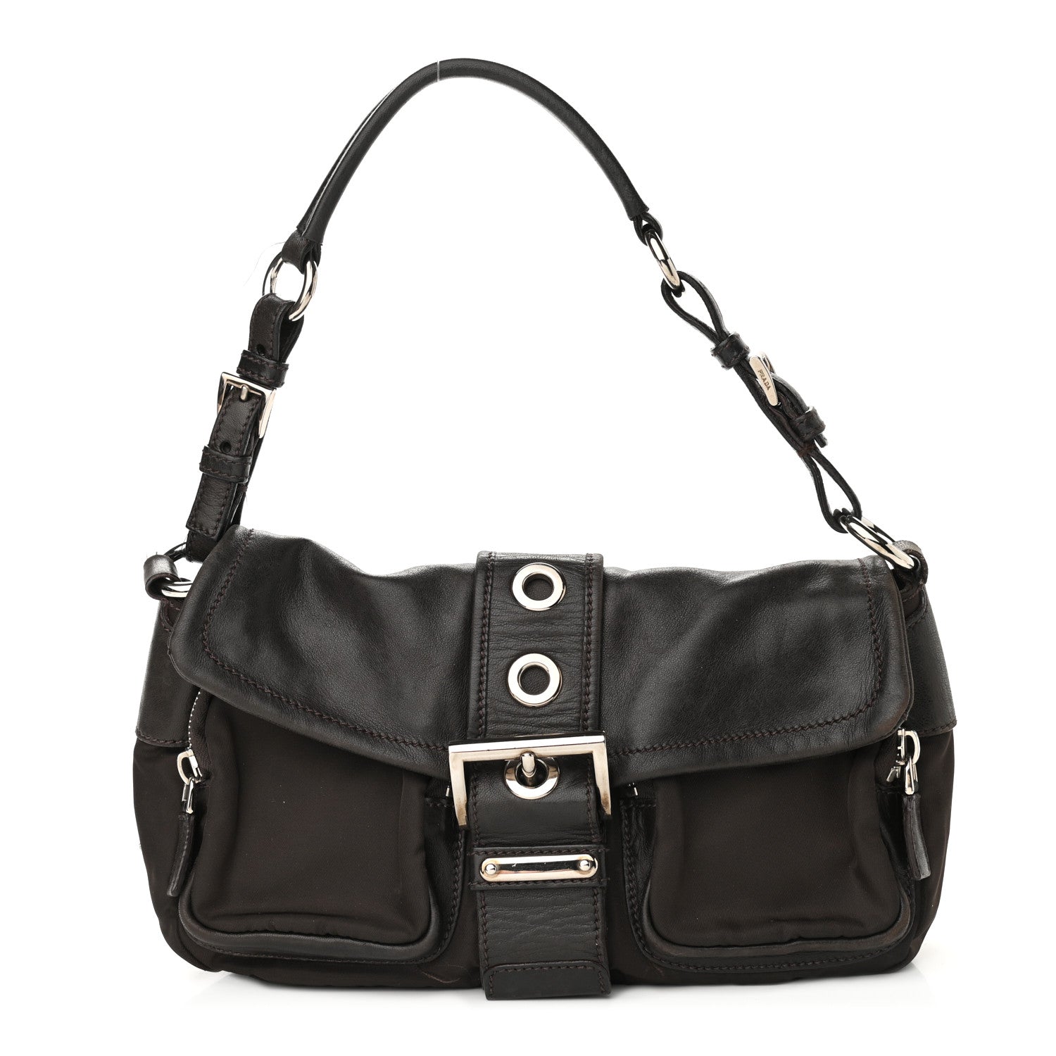 Prada Tessuto Nylon Nappa Satchel Moro 1 of 10