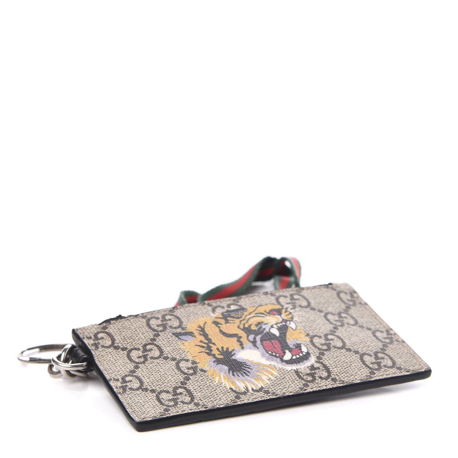 Gucci GG Supreme Monogram Tiger Print Lanyard Coin Case Card Holder 4 of 7