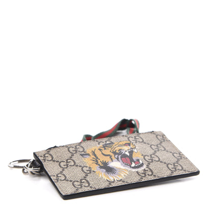 Gucci GG Supreme Monogram Tiger Print Lanyard Coin Case Card Holder 4 of 7