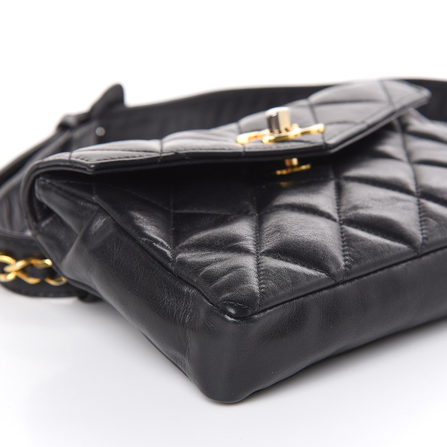 Chanel Lambskin Quilted Flap Waist Belt Bag Black 8 of 15