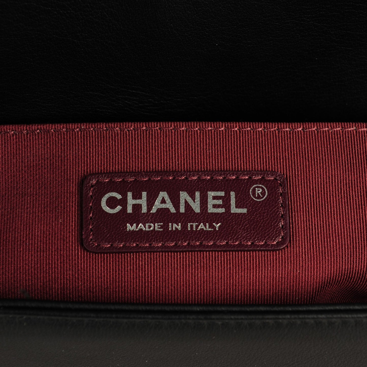 Calfskin Chevron Medium Boy Flap Black