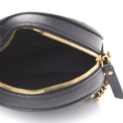Saint Laurent Grain De Poudre Matelasse Chevron Quilted Round Vinyle Camera Bag Black 5 of 8