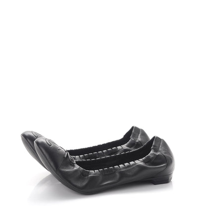 Chanel Lambskin CC Elastic Cap Toe Ballerina Flats 38 Black 3 of 8