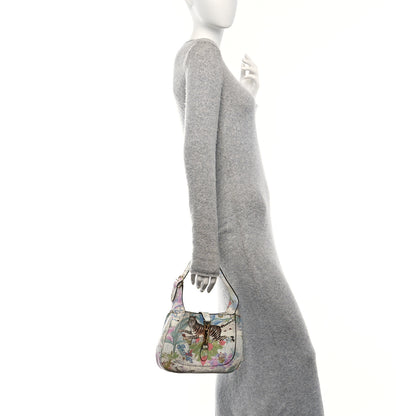 Gucci New Shangai Calfskin Tiger Savanah Small Jackie 1961 Hobo Chalky White Multicolor 2 of 9