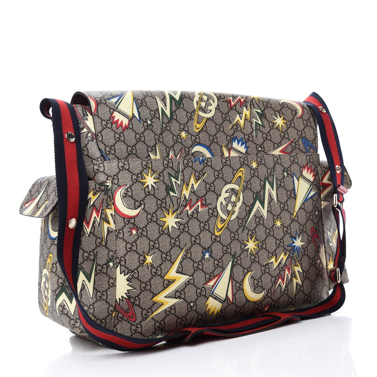 GG Supreme Monogram Space Diaper Bag Red
