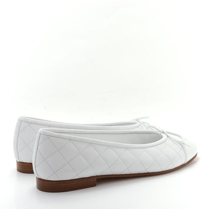 Chanel Lambskin Quilted Cap Toe Ballerina Flats 40 White 4 of 11
