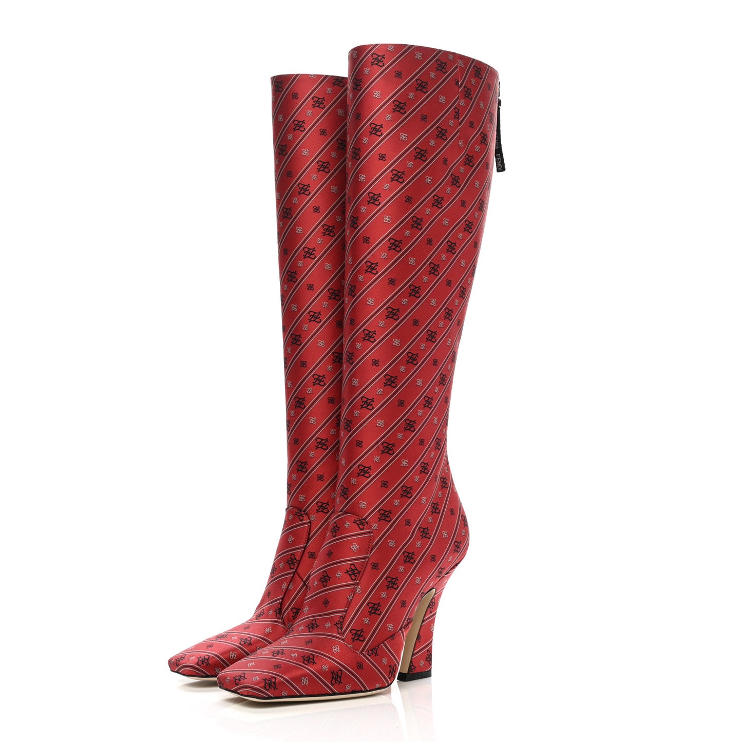 Fabric Jacquard Karligraphy Embroidered FFreedom Knee High Boots 37 Baroque