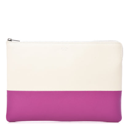 Celine Lambskin Bi-Color Solo Clutch Pouch White Magenta 1 of 7