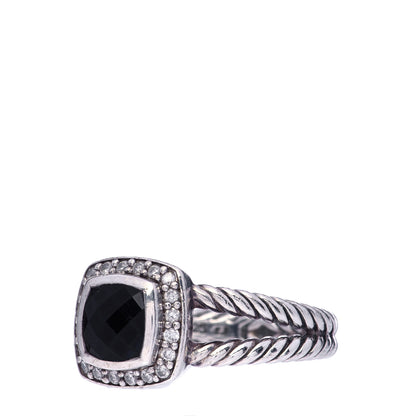 David Yurman Sterling Silver Diamond Black Onyx 7mm Petite Albion Ring 57 8 4 of 5
