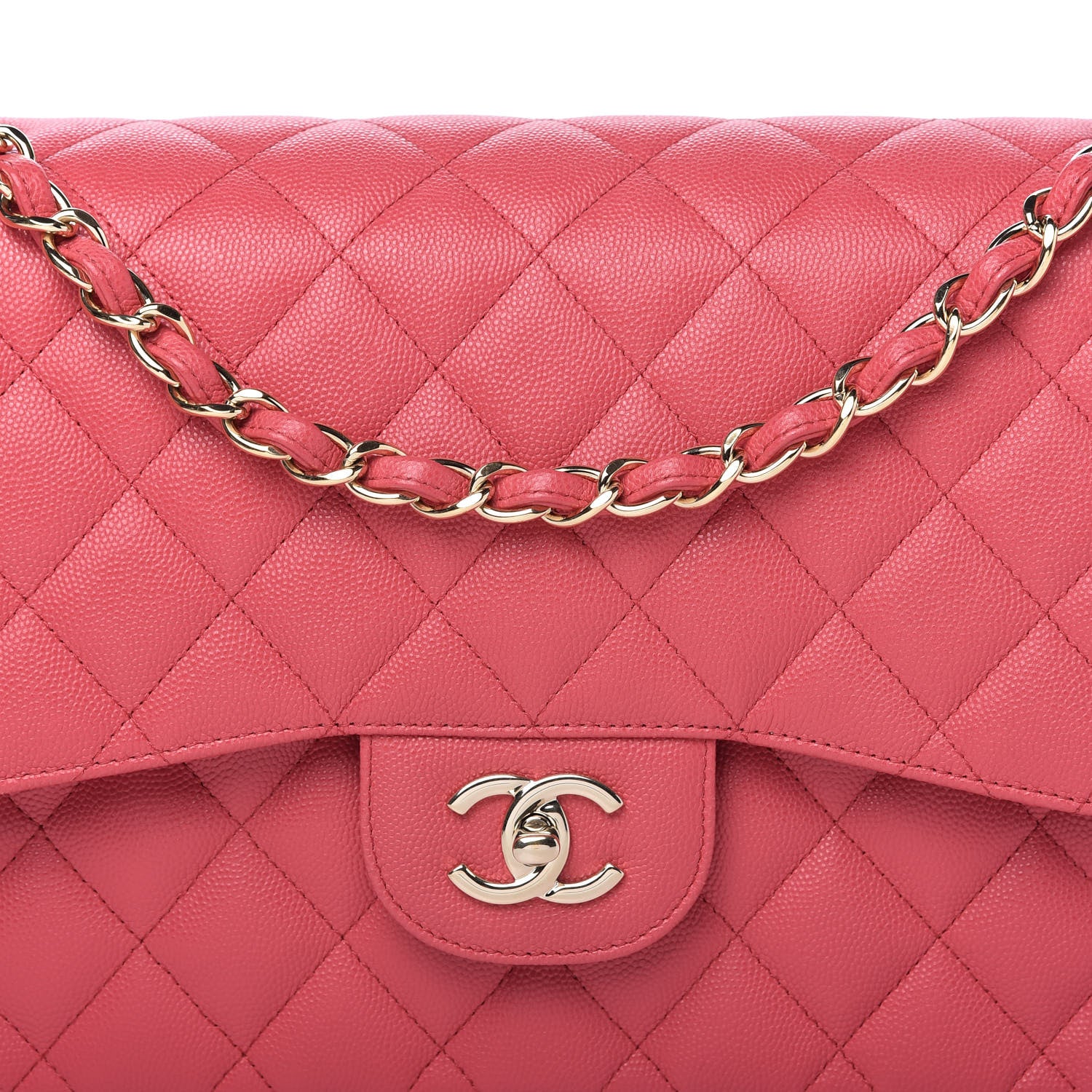 Chanel Caviar Quilted Jumbo Double Flap Dark Pink 10 of 10