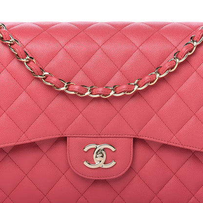 Chanel Caviar Quilted Jumbo Double Flap Dark Pink 10 of 10
