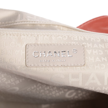 Chanel Lambskin Contrast Stitch Large Drawstring Tote Coral 5 of 7