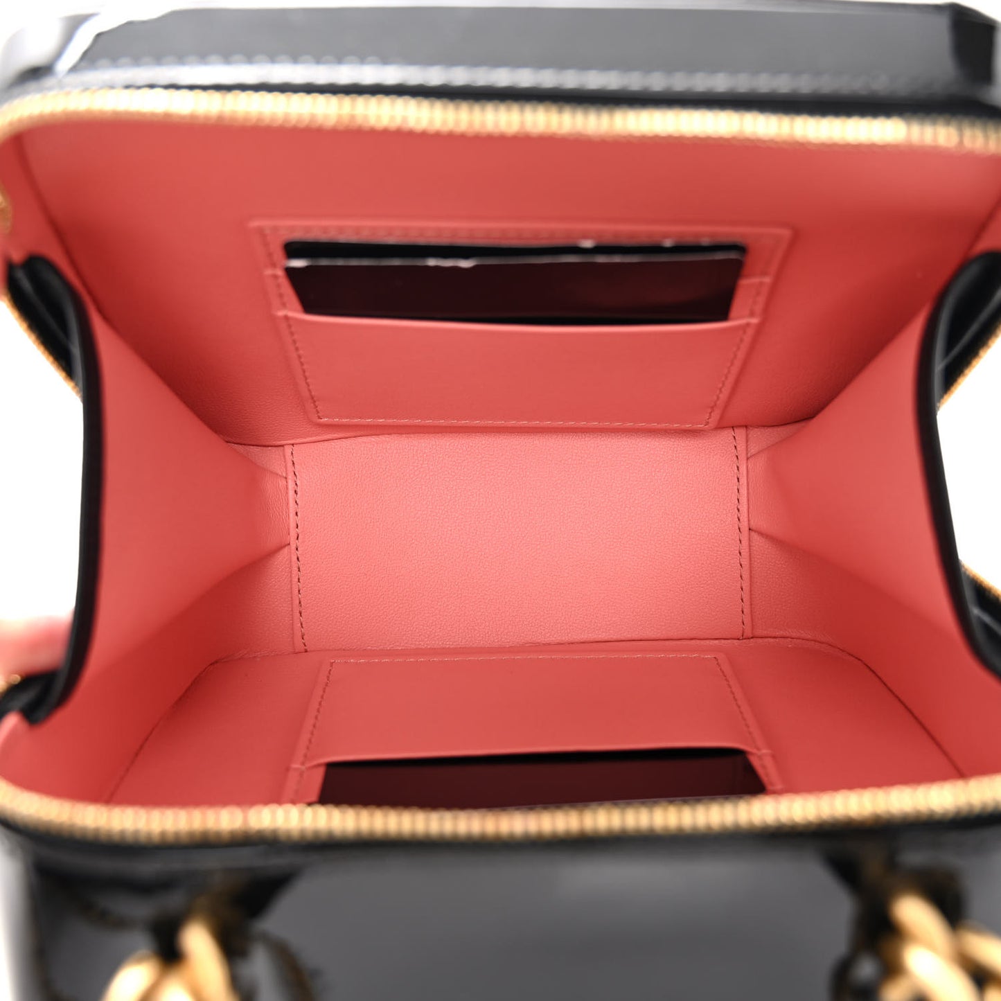 Patent Quilted Top Handle Small Vanity Case Black