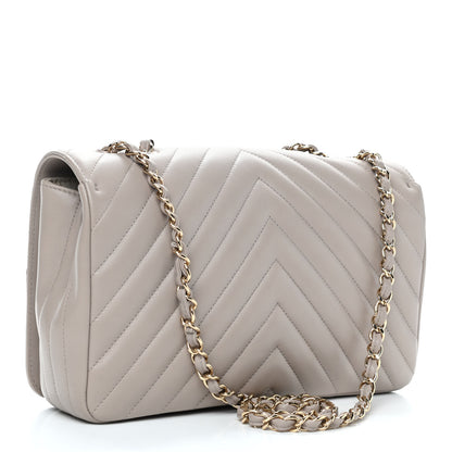 Chanel Calfskin Chevron Quilted Large Statement Flap Grey 3 of 9