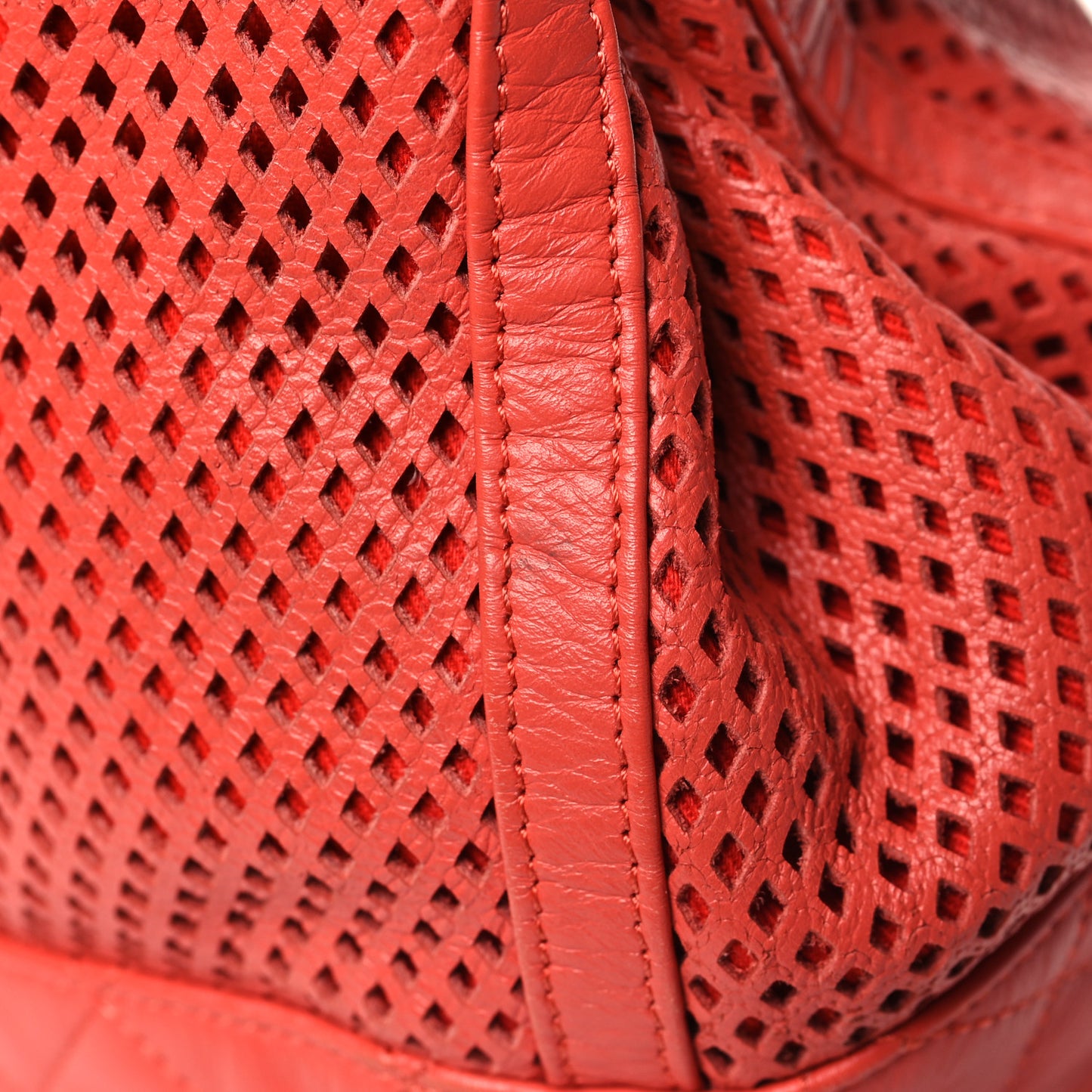 Calfskin Perforated Up In The Air North South Tote Red