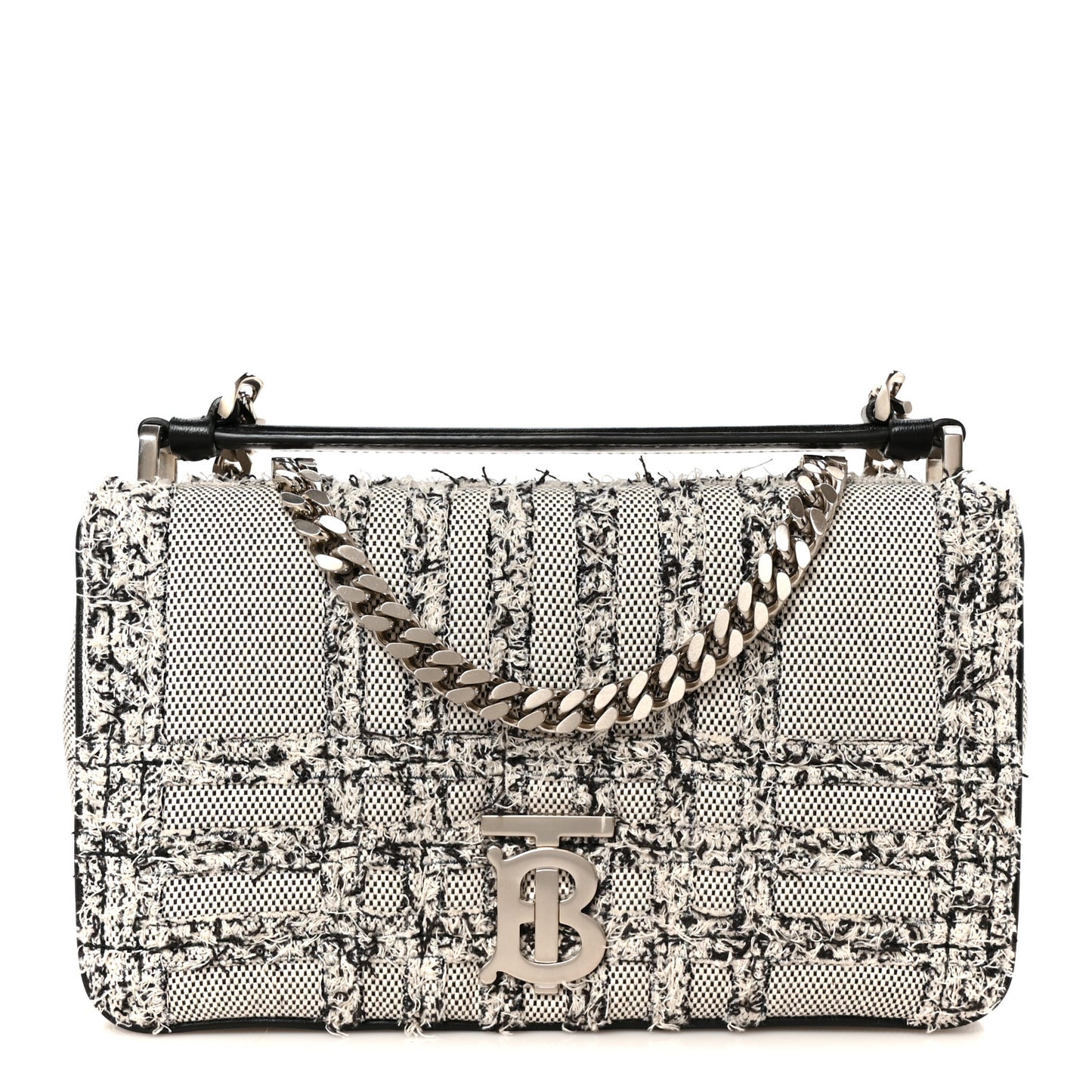 Lambskin Needle Punch Quilted Check Small Lola Bag White Black