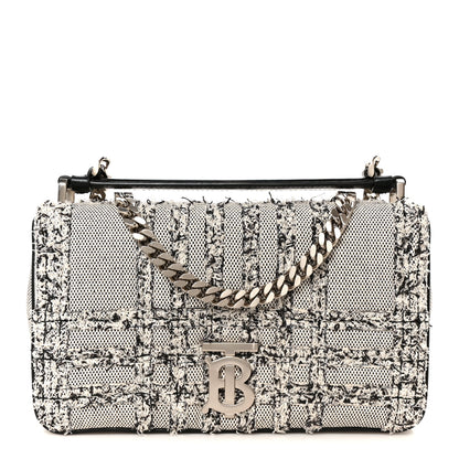 Burberry Lambskin Needle Punch Quilted Check Small Lola Bag White Black 1 of 10