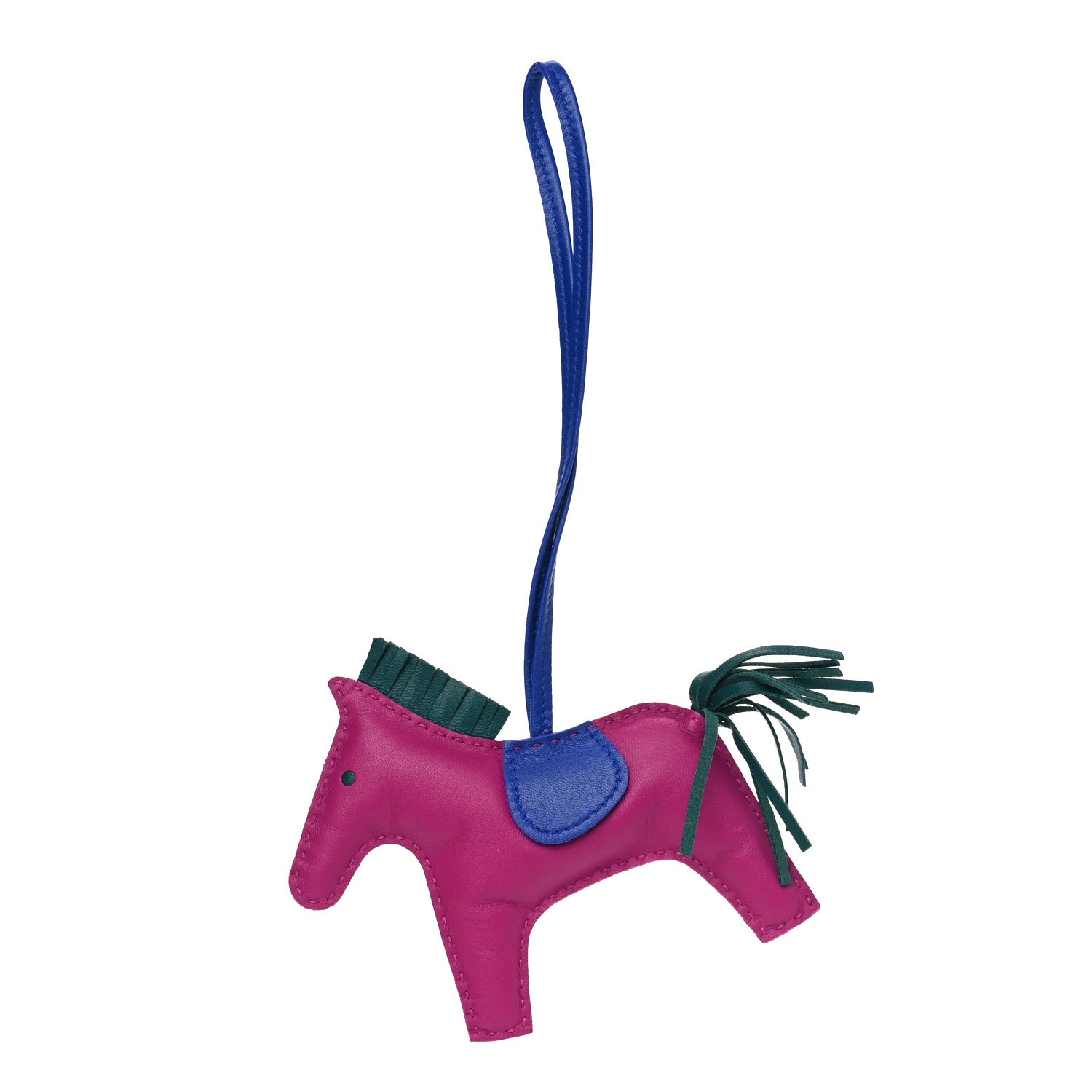 Hermes Milo Lambskin Grigri Rodeo Horse Bag Charm MM Rose Pourpre Malachite Bleu Electrique 1 of 3