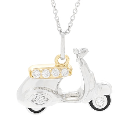 Roberto Coin 18K White Yellow Gold Diamond Scooter Pendant Necklace 4 of 6