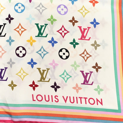Louis Vuitton LV X TM Silk Monogram Multicolor Square Scarf 90 White 2 of 3