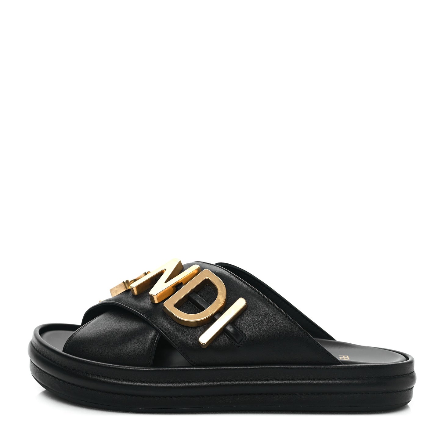 Vitello Womens Fendigraphy Slide Sandals 36 Black