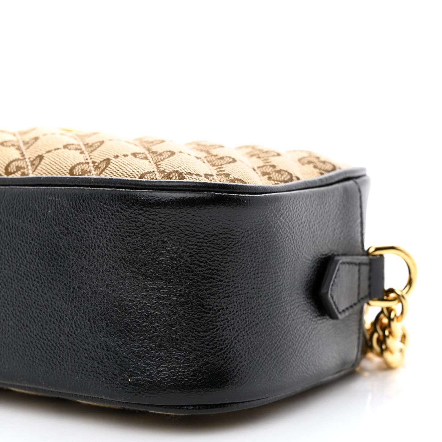 Monogram Matelasse Diagonal Small GG Marmont Chain Shoulder Bag Beige Black