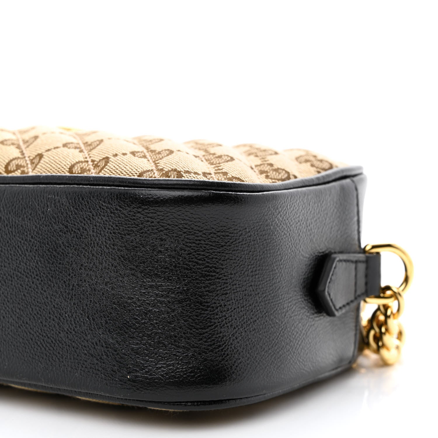 Gucci Monogram Matelasse Diagonal Small GG Marmont Chain Shoulder Bag Beige Black 10 of 10